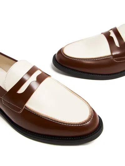 Duke & Dexter Two-tone Penny Loafers In Brown