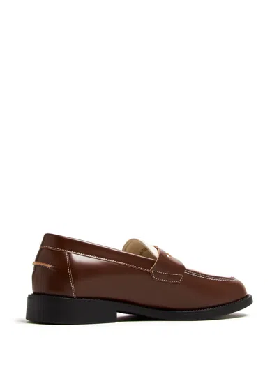 Duke & Dexter Two-tone Penny Loafers In Brown
