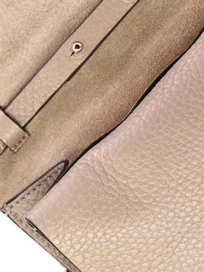 Pre-owned Valentino Garavani Rockstud Flip Lock Double Flap Leather Small Crossbody Bag In Neutral