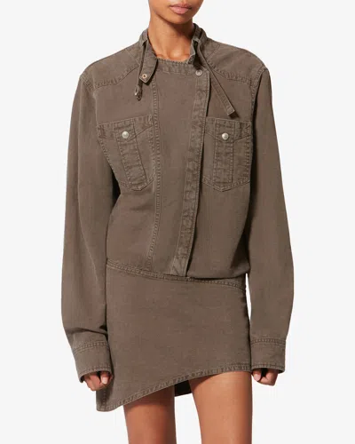Isabel Marant Étoile Nouria Patch-pocket Mini Dress In Brown