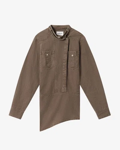 Isabel Marant Étoile Nouria Patch-pocket Mini Dress In Brown