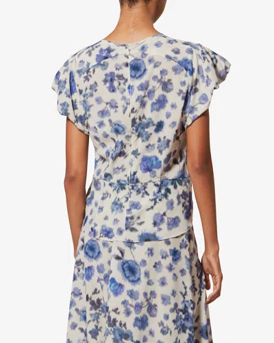 Isabel Marant Tullya Knotted Floral Top In Blue