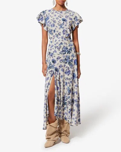 Isabel Marant Tullya Knotted Floral Top In Blue