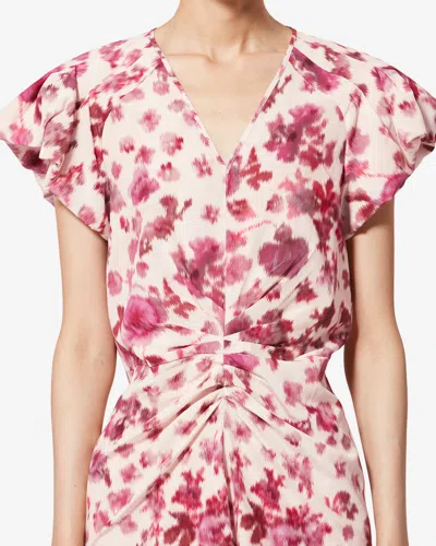 Isabel Marant Terenae Ruffled Floral Dress In Neutral