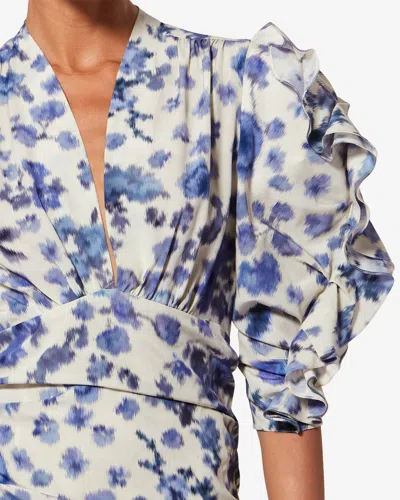 Isabel Marant X Doris Ruffled Dress In Blue