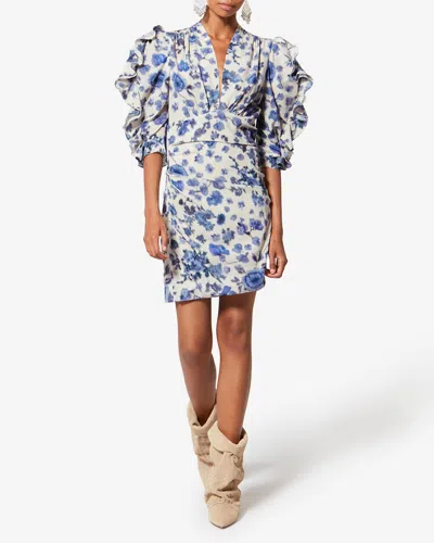Isabel Marant X Doris Ruffled Dress In Blue
