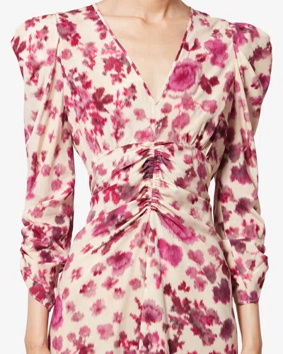 Isabel Marant X Albini Floral Ruched Dress In Pink