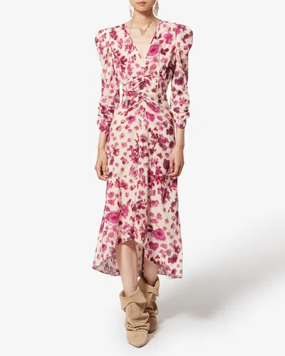 Isabel Marant X Albini Floral Ruched Dress In Pink