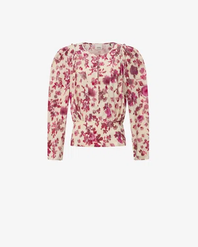 Isabel Marant Zarga Silk Floral Top In Pink