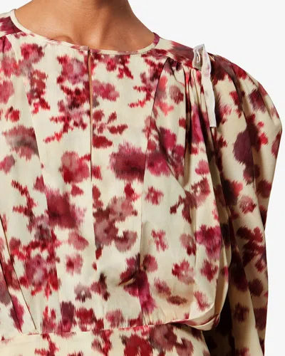 Isabel Marant Zarga Silk Floral Top In Pink