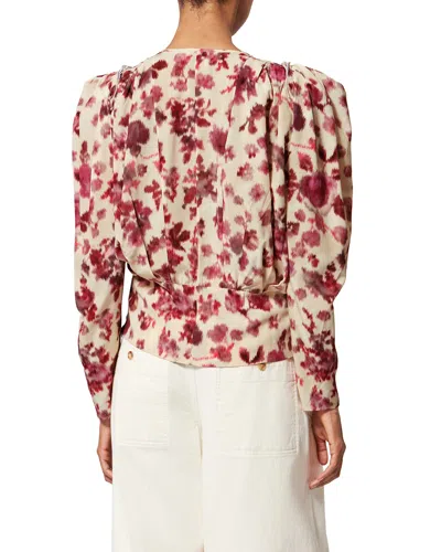 Isabel Marant Zarga Silk Floral Top In Pink