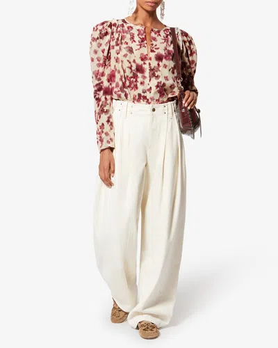Isabel Marant Zarga Silk Floral Top In Pink