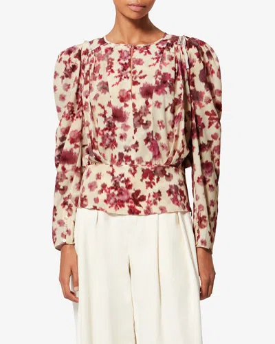 Isabel Marant Zarga Silk Floral Top In Pink