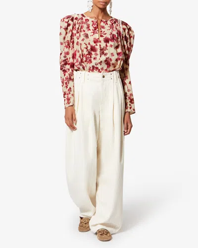 Isabel Marant Zarga Silk Floral Top In Pink