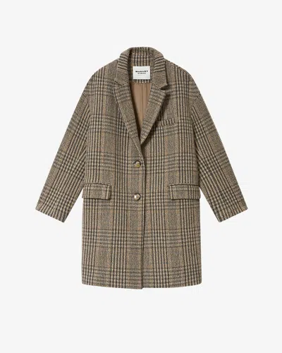 Isabel Marant Étoile Limiza Check Button Coat In Brown