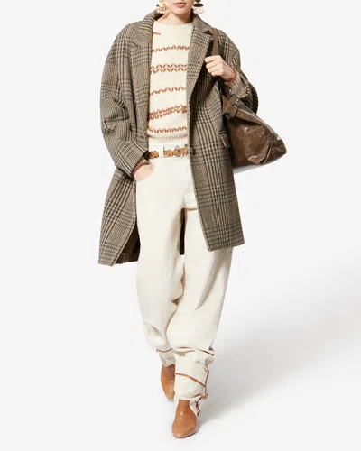 Isabel Marant Étoile Limiza Check Button Coat In Brown
