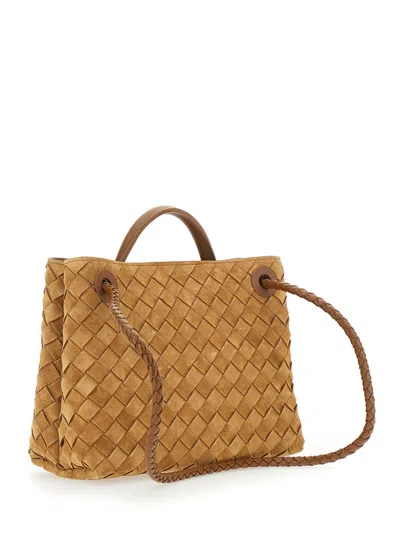 Bottega Veneta Women 'andiamo' Brown Small Handbag With Sliding Shoulder Strap With Knot Detail And  In Neutral
