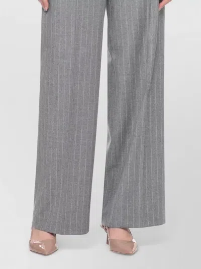 Peserico Double Breasted Pinstriped Wool Blazer In Gray