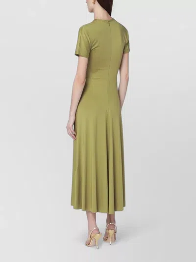 Victoria Beckham Gathered Waist Midi Dress With Knotted Detail In Green