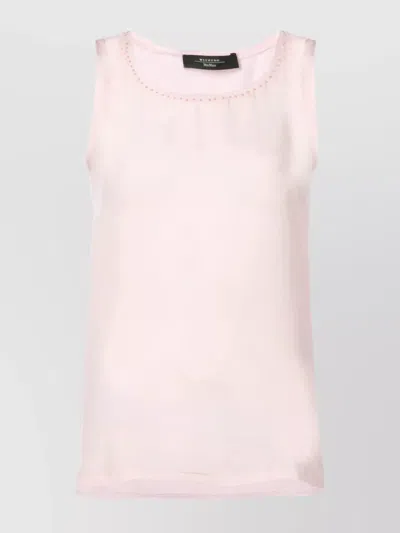 Max Mara Lightweight Sleeveless Top Sheer Fabric In Pink