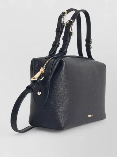 Furla Mini Leather Bag Adjustable Strap In Black
