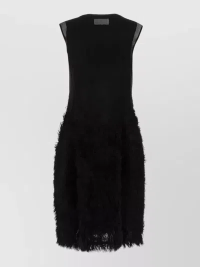 Maison Margiela Silk Retrograde Dress Sheer Detailing In Black