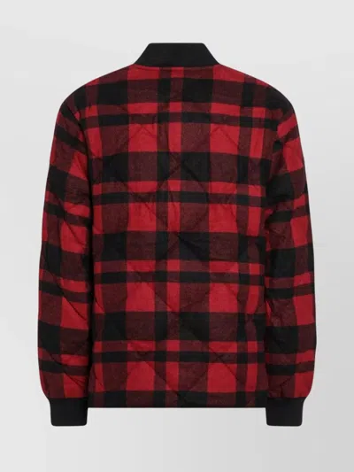 Polo Ralph Lauren Quilted Check Bomber Ribbed Cuffs In Red