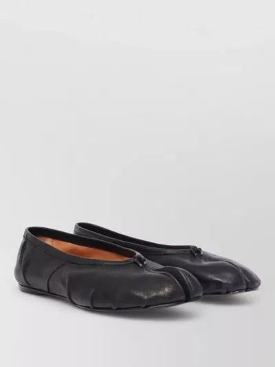 Maison Margiela Tabi Leather Split-toe Ballerina Flats In Black