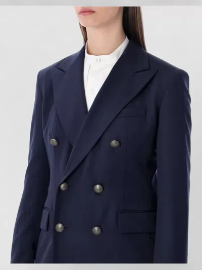 Ralph Lauren Double-breasted Tailored Blazer With Gold-tone Buttons In Blue