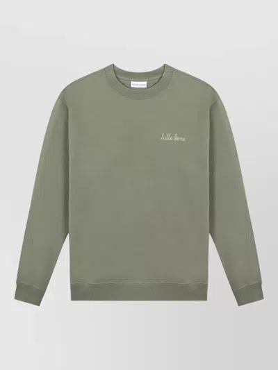 Maison Labiche Crew Neck Long Sleeve Sweater With Embroidery In Green