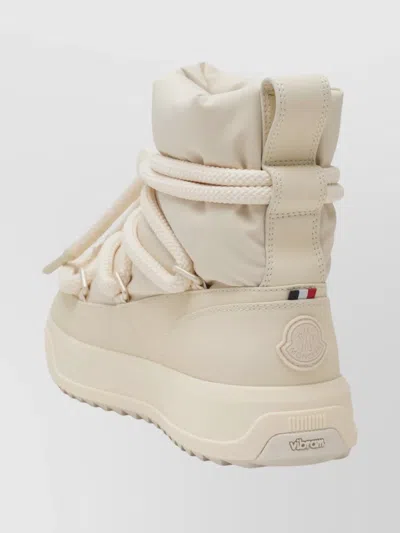 Moncler Mid Snow Boots With Round Toe And Rubber Sole In Nude