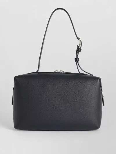 Furla Double Leather Shoulder Bag With Adjustable Strap In Black