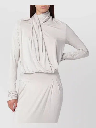 Entire Studios Draped Long Sleeve Top With High Neckline In White