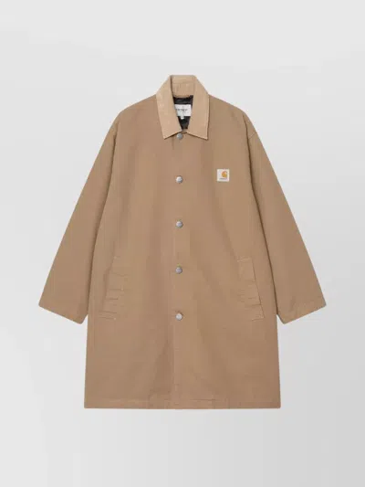 Carhartt Long Sleeve Collared Coat Front Pockets In Neutral