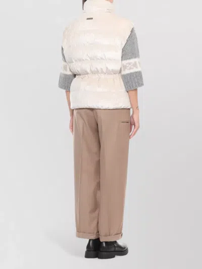 Peserico Quilted Sleeveless Jacket Drawstrings At Waist In Neutral