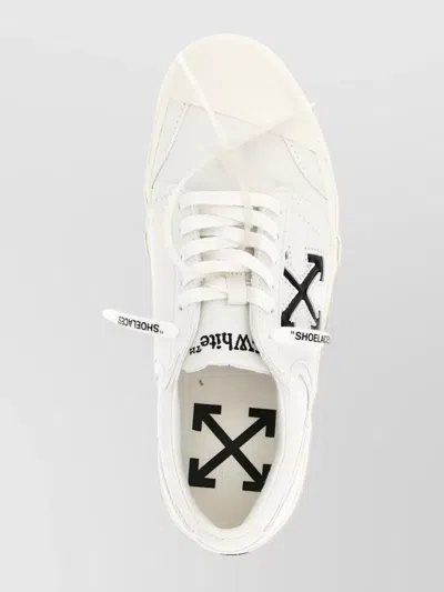 Off-white Low-top Sneakers With Striped Rubber Sole In White