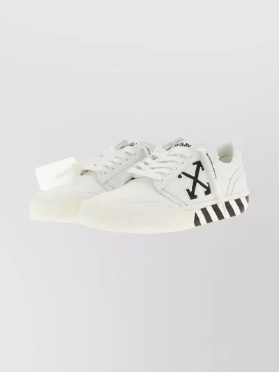 Off-white Low-top Sneakers With Striped Rubber Sole In White