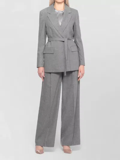 Peserico Longline Blazer Belted Waist In Gray
