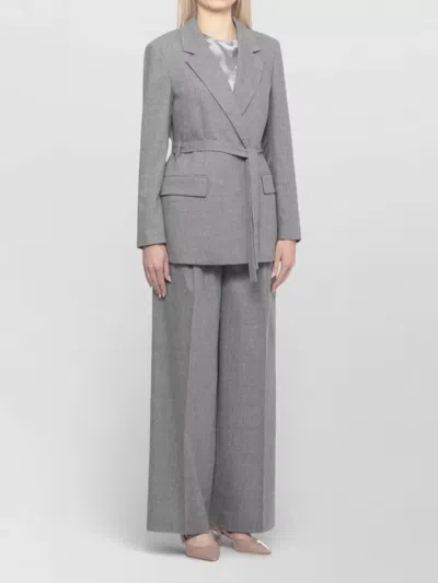 Peserico Longline Blazer Belted Waist In Gray