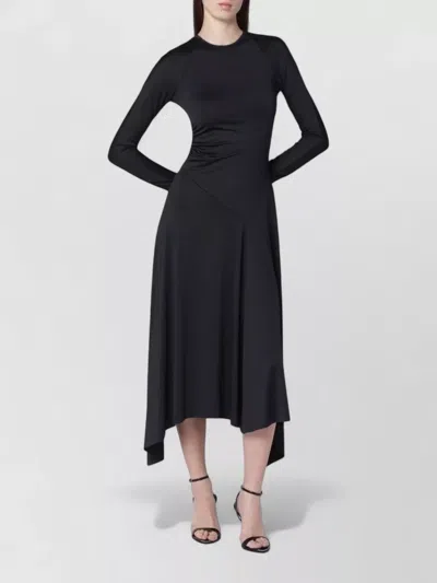 Victoria Beckham Asymmetric Midi Dress Long Sleeves In Black