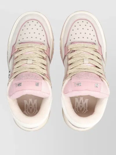 Amiri Crystal Sneakers Featuring Contrast Paneling In Pink