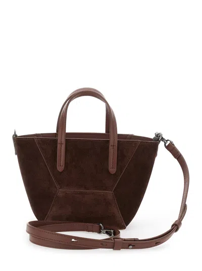 Brunello Cucinelli Women Brown Crossbody Bag With Adjustable And Removable Shoulder Strap In Suede W In Brown
