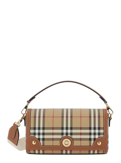 Burberry Women Beige Handbag With Adjustable And Removable Shoulder Strap And All-over Check Motif I In Multi