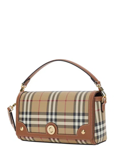 Burberry Women Beige Handbag With Adjustable And Removable Shoulder Strap And All-over Check Motif I In Multi