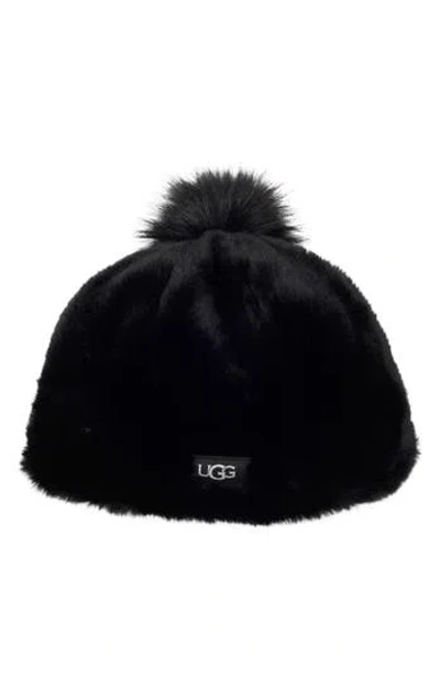 Ugg ® Kids' Faux Fur Pompom Beanie In Black