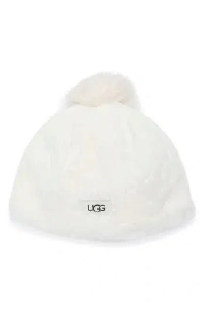 Ugg ® Kids' Faux Fur Pompom Beanie In White
