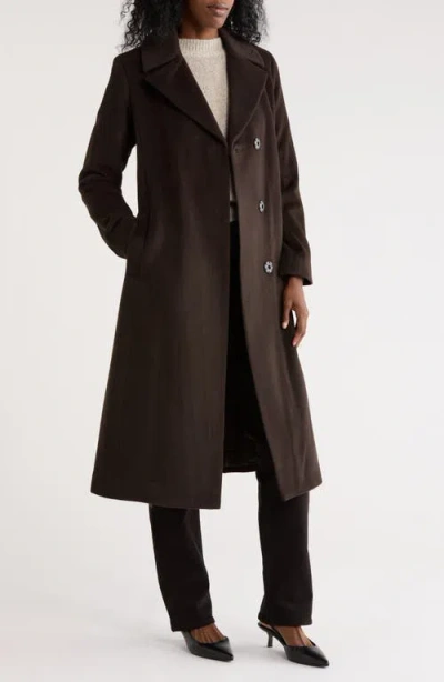 Sofia Cashmere Wool Notch Lapel Coat In Brown