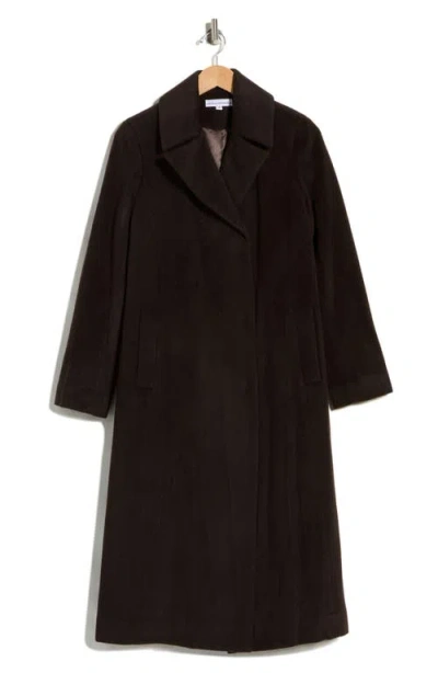 Sofia Cashmere Wool Notch Lapel Coat In Brown
