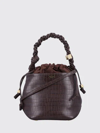 Ganni Bou Brown Bucket Bag In Brown