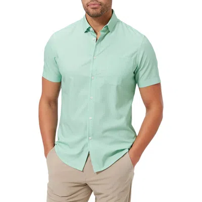 Mizzen + Main Leeward Regular Fit Geo Print Short Sleeve Performance Button-up Shirt In Green